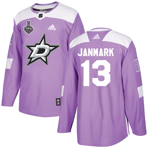 Men Adidas Dallas Stars 13 Mattias Janmark Purple Authentic Fights Cancer 2020 Stanley Cup Final Stitched NHL Jersey